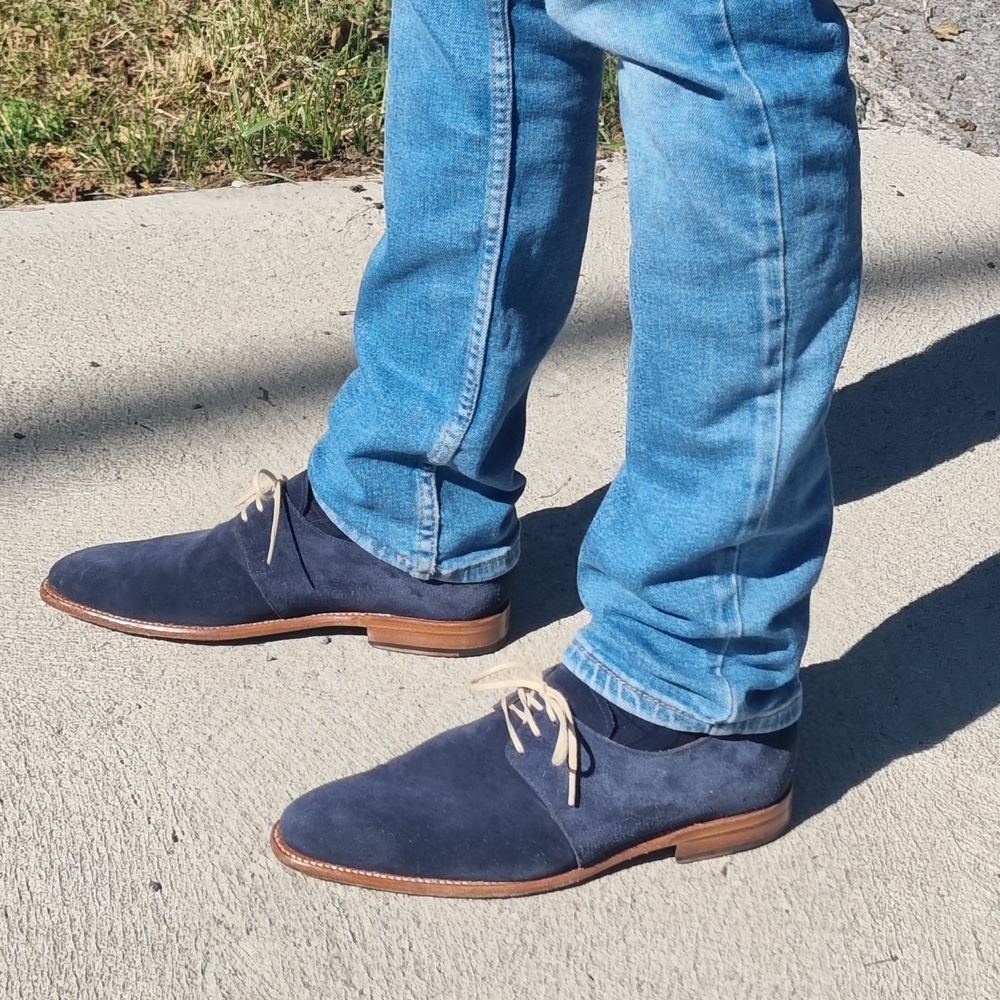 Elegant Navy Suede Derby Shoes